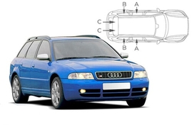 Sluneční clony na okna - AUDI A4/S4 Combi (1996-2000) - Komplet sada (AU-A4-E-X)