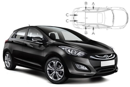 Sluneční clony na okna - HYUNDAI i30 hatchback (2012-2017) - Komplet sada (HYU-I30-5-B)