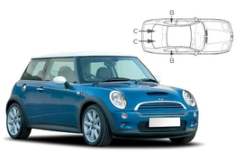 Sluneční clony na okna - MINI (BMW) Coupé (2001-2006) - Komplet sada (MIN-ONE-3-A)