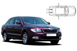 Sluneční clony na okna - SKODA Superb (2008-2015) - Komplet sada (SKO-SUPE-5-B)