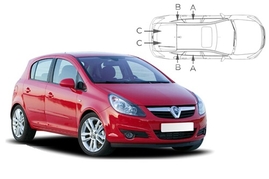 Sluneční clony na okna - OPEL Corsa hatchback 5dv. (2006-2014) - Komplet sada (VAU-CORS-5-B)