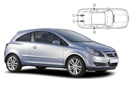 Sluneční clony na okna - OPEL Corsa hatchback 3dv. (2006-2014) - Komplet sada (VAU-CORS-3-B)