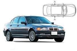 Sluneční clony na okna - BMW 3 Sedan (1998-2005) - Len na bočné stahovacie sklá (BMW-3SER-4-A/18)