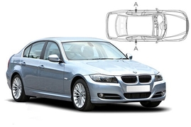 Sluneční clony na okna - BMW 3 Sedan (2005-2012) - Len na bočné stahovacie sklá (BMW-3SER-4-B/18)