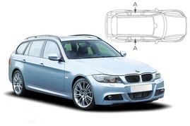 Sluneční clony na okna - BMW Serie 3 Combi (2005-2012) - Len na bočné stahovacie sklá (BMW-3SER-E-B/18)