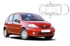 Sluneční clony na okna - CITROEN C3 Hatchback (2002-2009) - Len na bočné stahovacie sklá (CIT-C3-5-A/18)