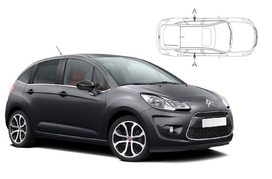 Sluneční clony na okna - CITROEN C3 Hatchback (2009-2016) - Len na bočné stahovacie sklá (CIT-C3-5-B/18)