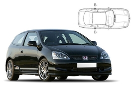 Sluneční clony na okna - HONDA Civic hatchback 3dv. (2001-2006) - Len na bočné stahovacie sklá (HON-CIVI-3-A/18)