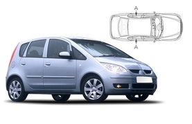 Sluneční clony na okna - MITSUBISHI Colt 5dv. (2004-2012) - Len na bočné stahovacie sklá (MIT-COLT-5-B/18)