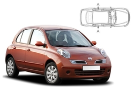 Sluneční clony na okna - NISSAN Micra 5dv. (2003-2010) - Len na bočné stahovacie sklá (NIS-MICR-5-A/18)