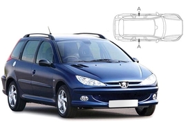 Sluneční clony na okna - PEUGEOT 206 kombi (2002-2007) - Len na bočné stahovacie sklá (PEU-206-E-A/18)