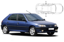 Sluneční clony na okna - PEUGEOT 306 hatchback (1993-2003) - Len na bočné stahovacie sklá (PEU-306-5-A/18)