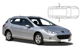 Sluneční clony na okna - PEUGEOT 407 Combi (2004-2011) - Len na bočné stahovacie sklá (PEU-407-E-A/18)