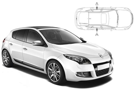 Sluneční clony na okna - RENAULT Megane III. hatchback 5dv. (2009-2016) - Len na bočné stahovacie sklá (REN-MEGA-5-B/18)