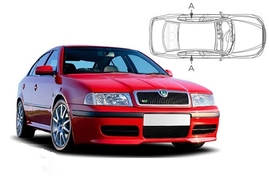 Sluneční clony na okna - SKODA Octavia I. (1996-2004) - Len na bočné stahovacie sklá (SKO-OCTA-5-A/18)