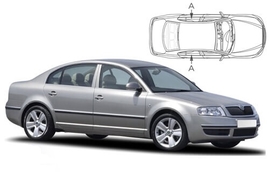 Sluneční clony na okna - SKODA Superb (2001-2008) - Len na bočné stahovacie sklá (SKO-SUPE-4-A/18)