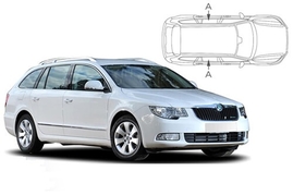 Sluneční clony na okna - SKODA Superb Combi (2008-2015) - Len na bočné stahovacie sklá (SKO-SUPE-E-B/18)