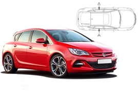 Sluneční clony na okna - OPEL Astra J hatchback/sedan (2009-2015) - Len na bočné stahovacie sklá (VAU-ASTR-5-C/18)