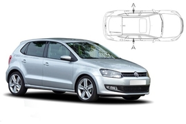 Sluneční clony na okna - VW Polo hatchback (2009-2017) - Len na bočné stahovacie sklá (VW-POLO-5-C/18)