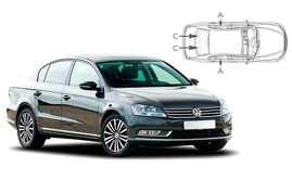 Sluneční clony na okna - VW Passat Sedan (2010-2014) - Komplet sada (VW-PASS-4-C)