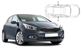 Sluneční clony na okna - KIA Ceed hatchback (2012-2018) - Len na bočné stahovacie sklá (KIA-CEED-5-B/18)