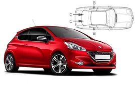 Sluneční clony na okna - PEUGEOT 208 3dv. (2012-2019) - Komplet sada (PEU-208-3-A)