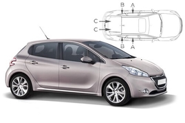 Sluneční clony na okna - PEUGEOT 208 5dv. (2012-2019) - Komplet sada (PEU-208-5-A)