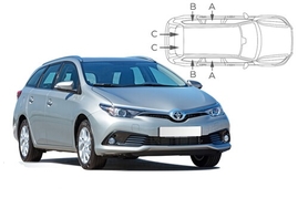 Sluneční clony na okna - TOYOTA Auris Combi (2012-2018) - Komplet sada (TOY-AURI-E-B)