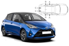 Sluneční clony na okna - TOYOTA Yaris hatchback XP150 (2011-2020) - Komplet sada (TOY-YARI-3-C)