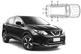 Sluneční clony na okna - NISSAN Qashqai (2014-2018) - Komplet sada (NIS-QASH-5-B)