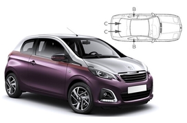 Sluneční clony na okna - PEUGEOT 108 hatchback (2014-) - Komplet sada (PEU-108-3-A)