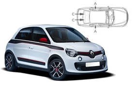 Sluneční clony na okna - RENAULT Twingo III. hatchback (2014-) - Komplet sada (REN-TWIN-5-B)