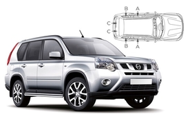 Sluneční clony na okna - NISSAN X-Trail (2007-2013) - Komplet sada (NIS-XTRL-5-B)