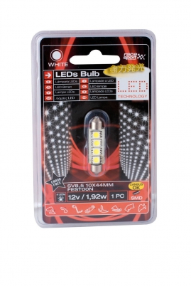 LED žiarovka SV8.5 10x41mm 4LED 12V Canbus, modré (LIT476A)