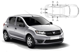 Sluneční clony na okna - DACIA Sandero (2012-) - Komplet sada (DAC-SAND-5-B)