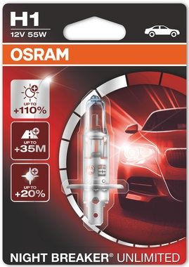 Žárovka Osram H1 12V 55W P14.5s 1st. Night Breaker UNLIMITED + 110% 1ks (OS 64150NBU)