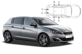 Sluneční clony na okna - PEUGEOT 308 hatchback (2013-) - Komplet sada (PEU-308-5-B)