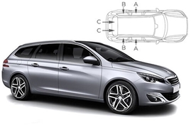 Sluneční clony na okna - PEUGEOT 308 Combi (2013-) - Komplet sada (PEU-308-E-B)