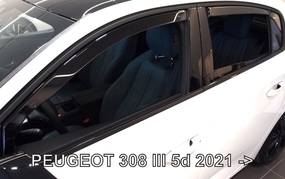 Deflektory na Peugeot 308 III, 5-dverová (+zadné), r.v.: 2022 - (26165)
