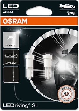 OSRAM LEDriving® SL ~W2.3W W2x4.6d 0.25W 12V 6000K 25lm Biele 2ks (OS 2723DWP-02B)